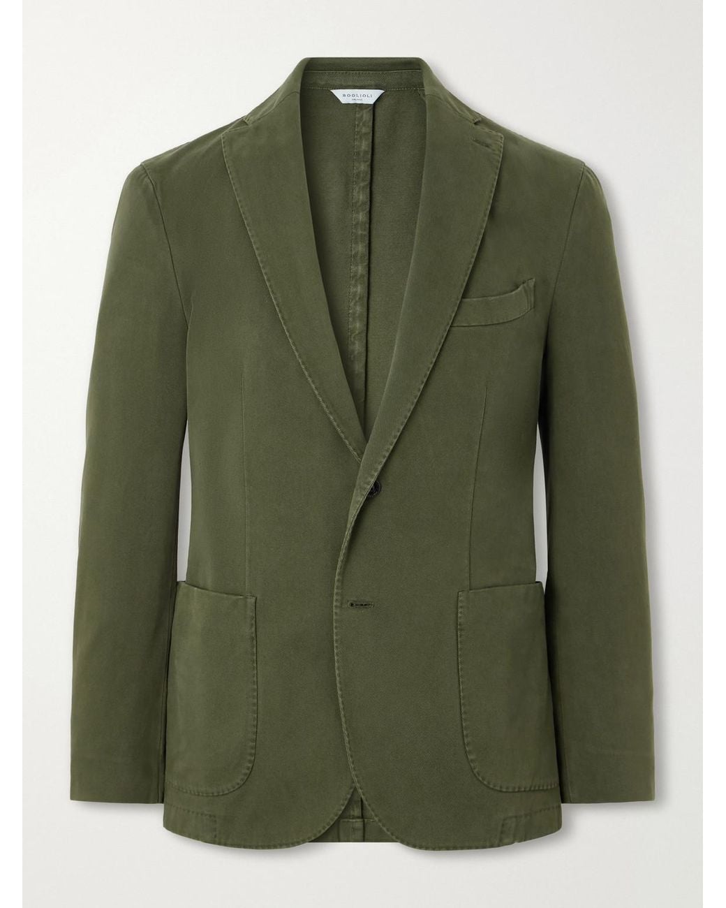 Boglioli Green Stretch Cotton-Twill Suit Jacket for men