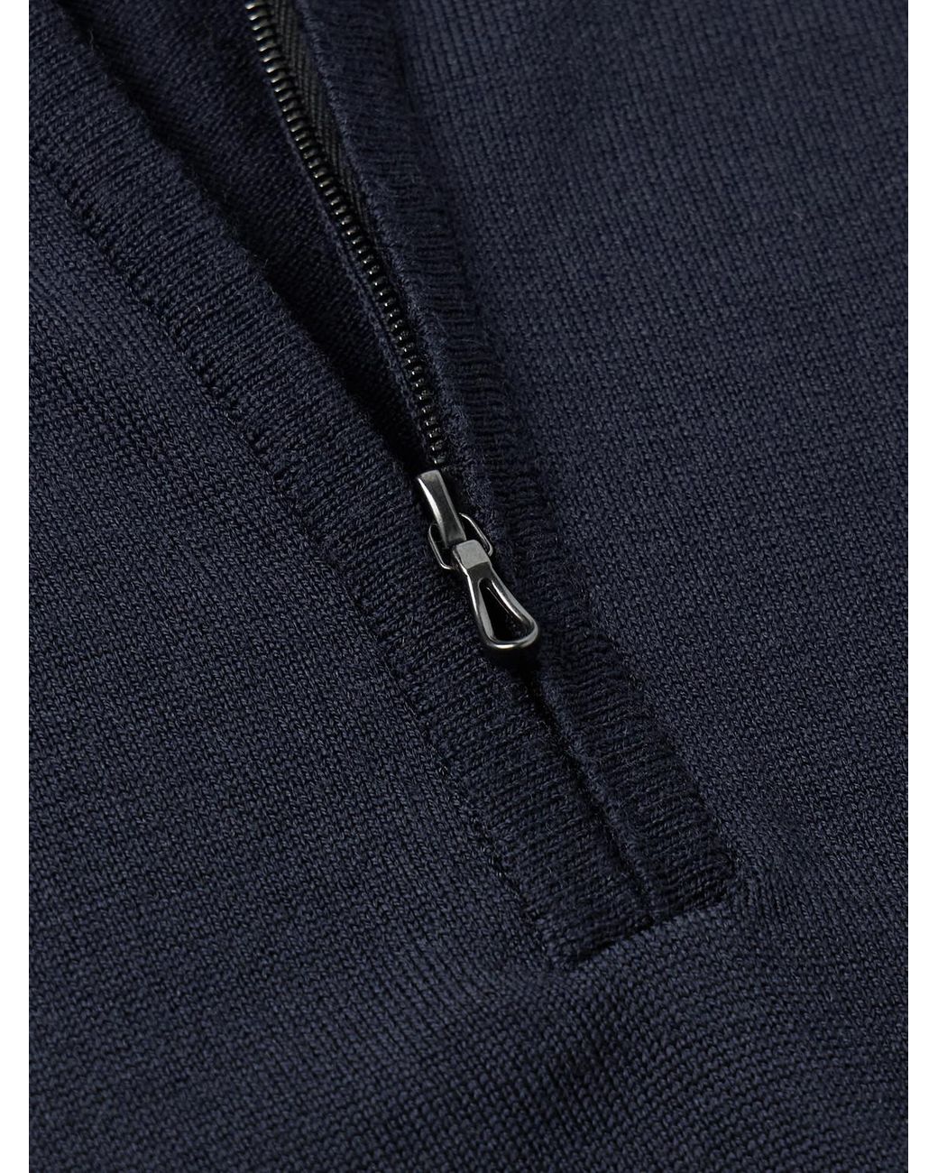 John Smedley Blue Tapton Slim-Fit Merino Wool Half-Zip Sweater for men