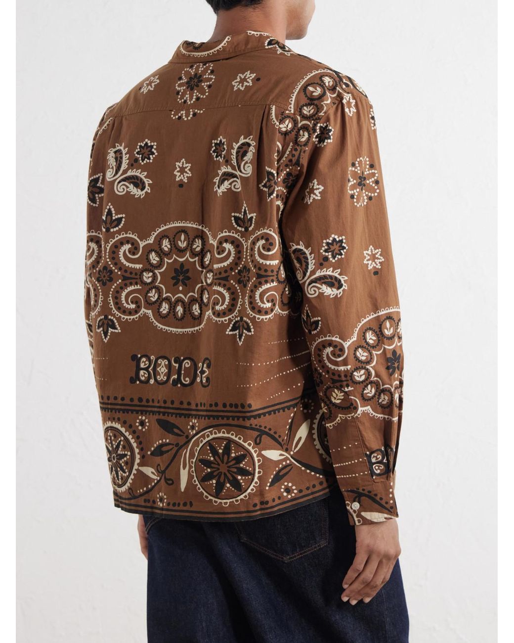 Bode Brown Bandana Printed Cotton Shirt for men