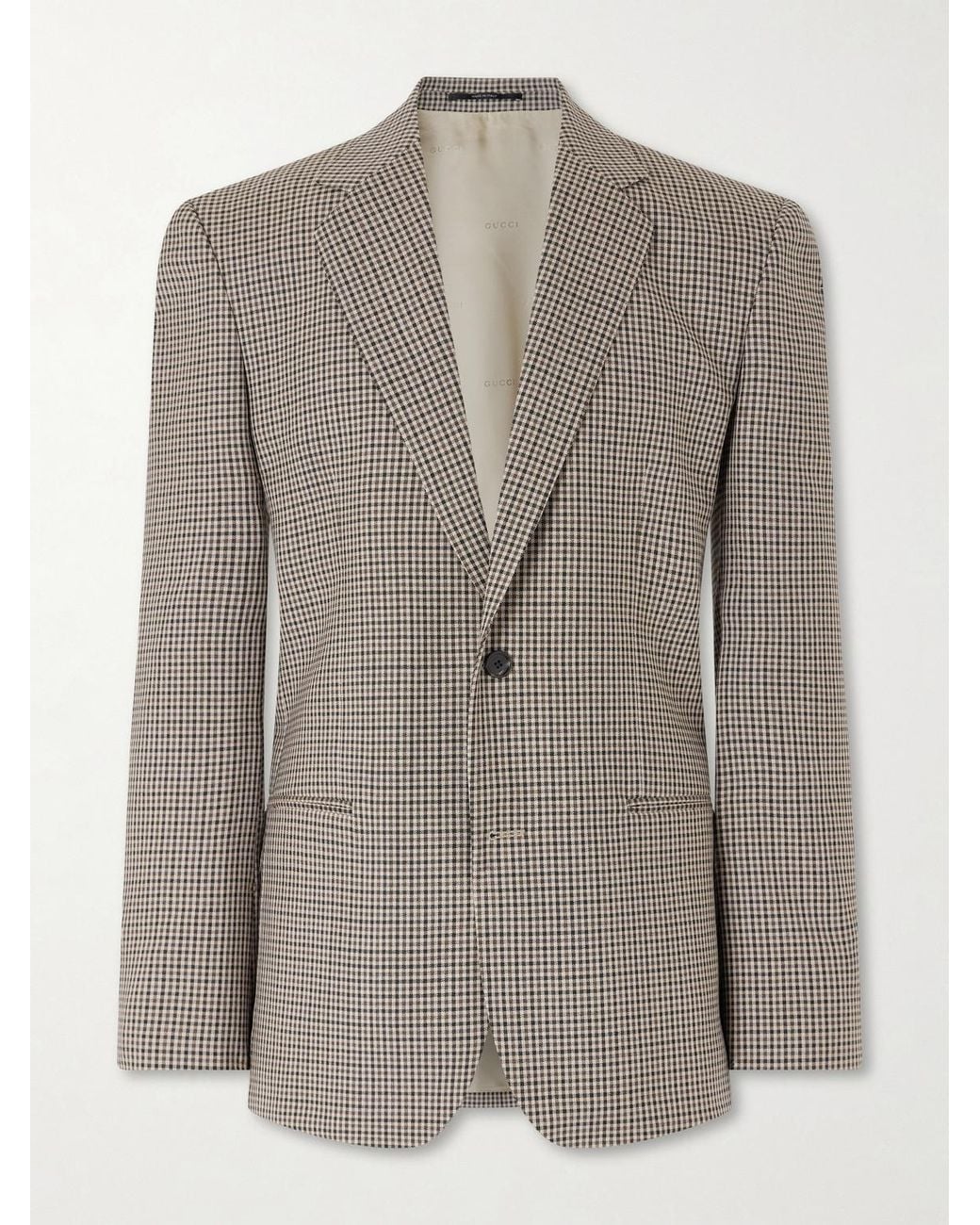Gucci Gray Checked Wool Suit Jacket for men