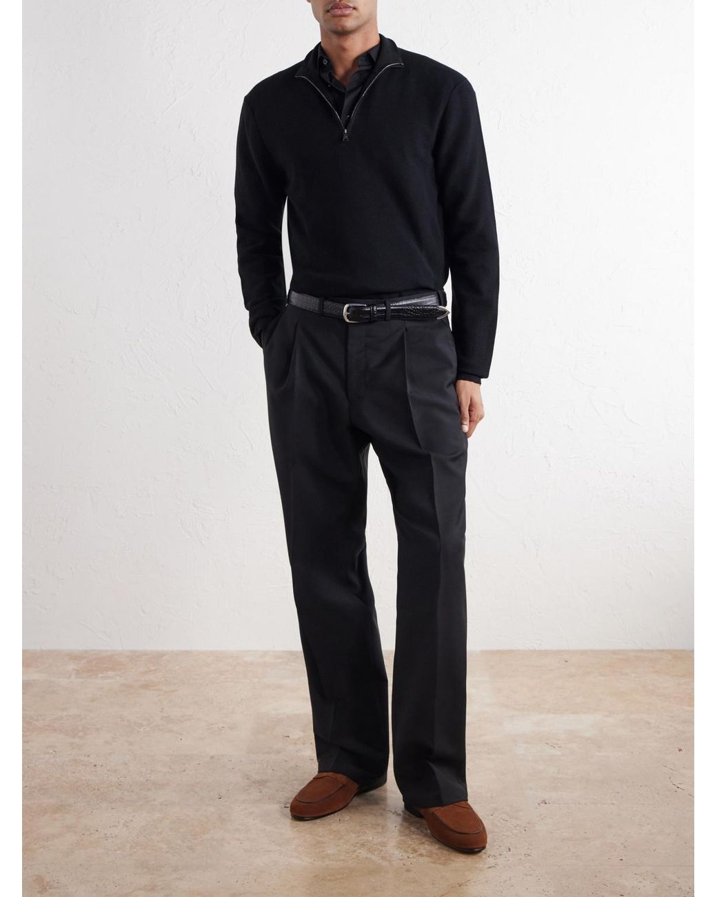 Ralph Lauren Blue Wool-piqué Half-zip Sweater for men
