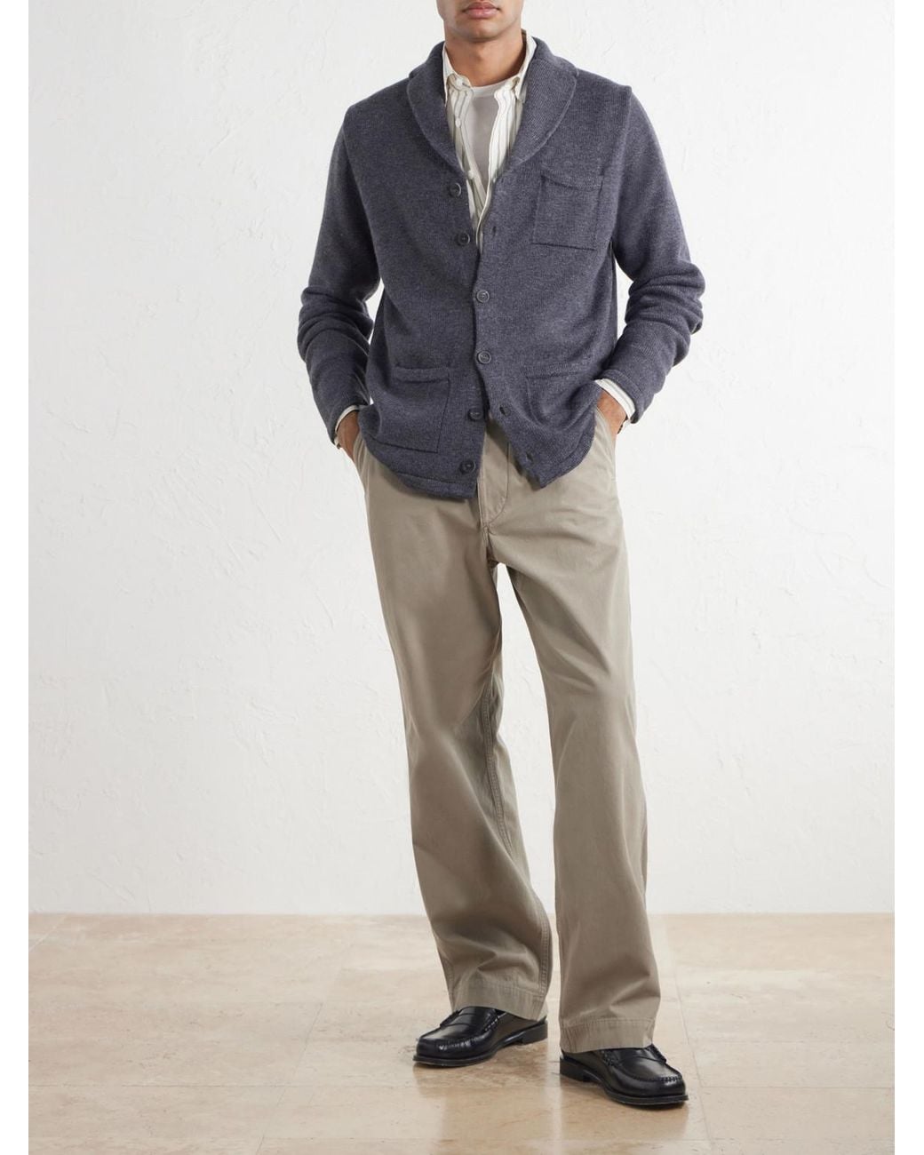 Inis Meáin Blue Merino Wool And Linen-Blend Cardigan for men