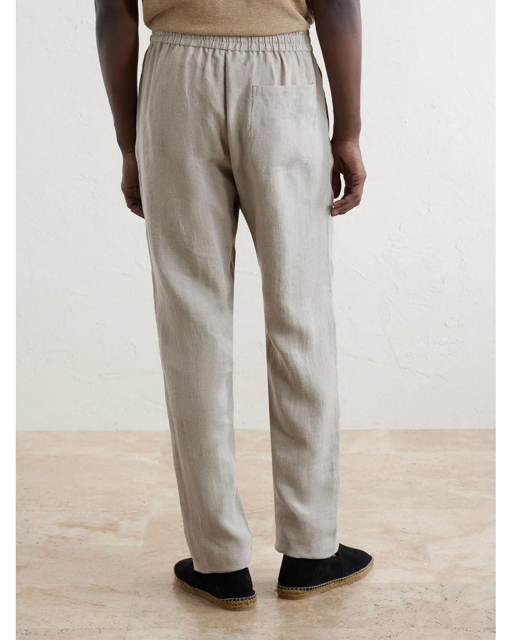 Sunspel White Slim-Fit Straight-Leg Linen Trousers for men