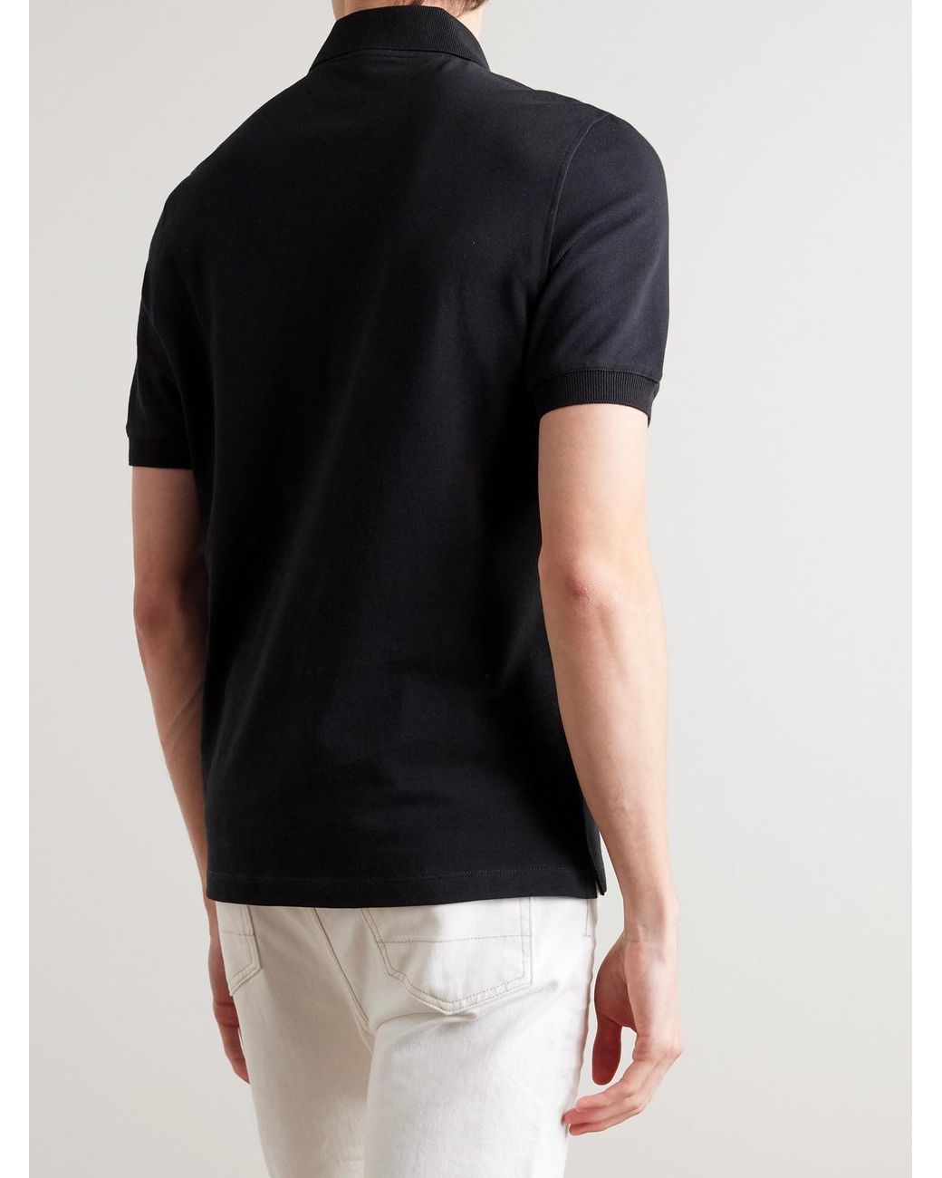 Brunello Cucinelli Black Slim-Fit Cotton-Piqué Polo Shirt for men