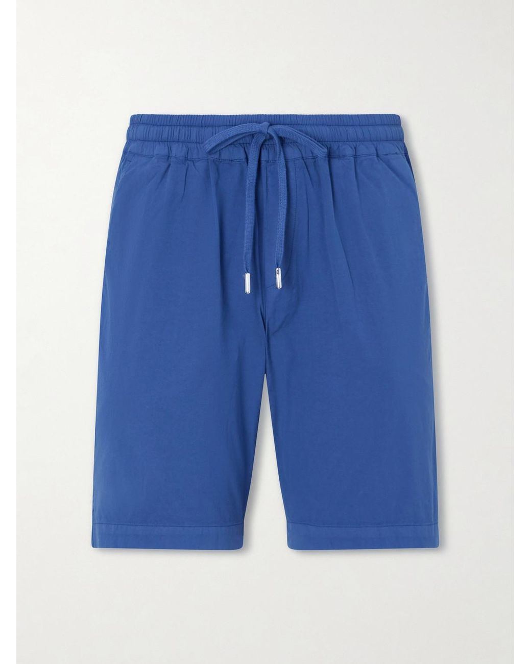 Fedeli Blue Alfa Straight-Leg Cotton-Blend Drawstring Shorts for men