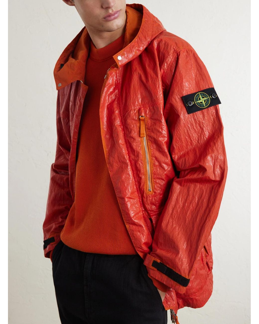 Stone Island Red Garment-Dyed Recycled Slick Nylon Tela-Tc Jacket for men