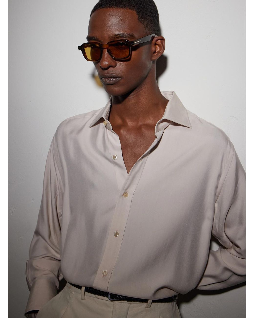 Tom Ford Natural Ezra-02 Square-Frame Acetate Sunglasses for men
