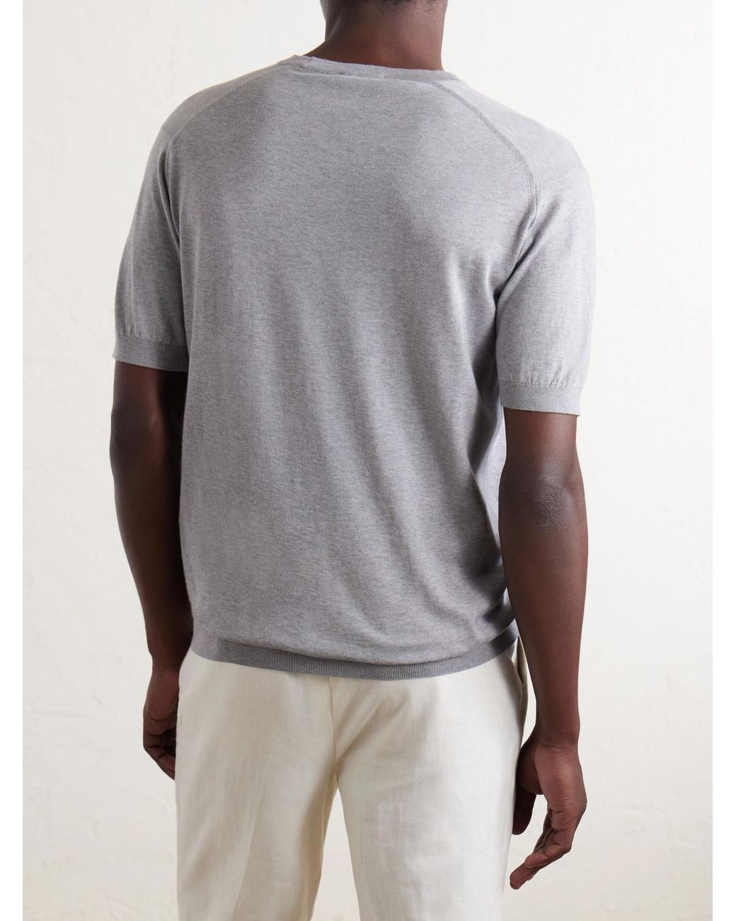 John Smedley Gray Torin Ss Cotton-knitted T-shirt for men