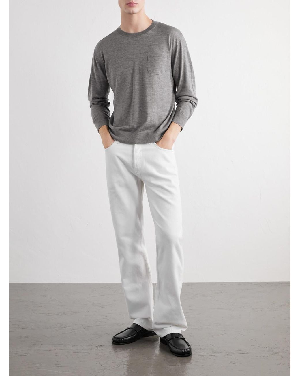 Totême  Gray Merino Wool And Silk-Blend Sweater for men