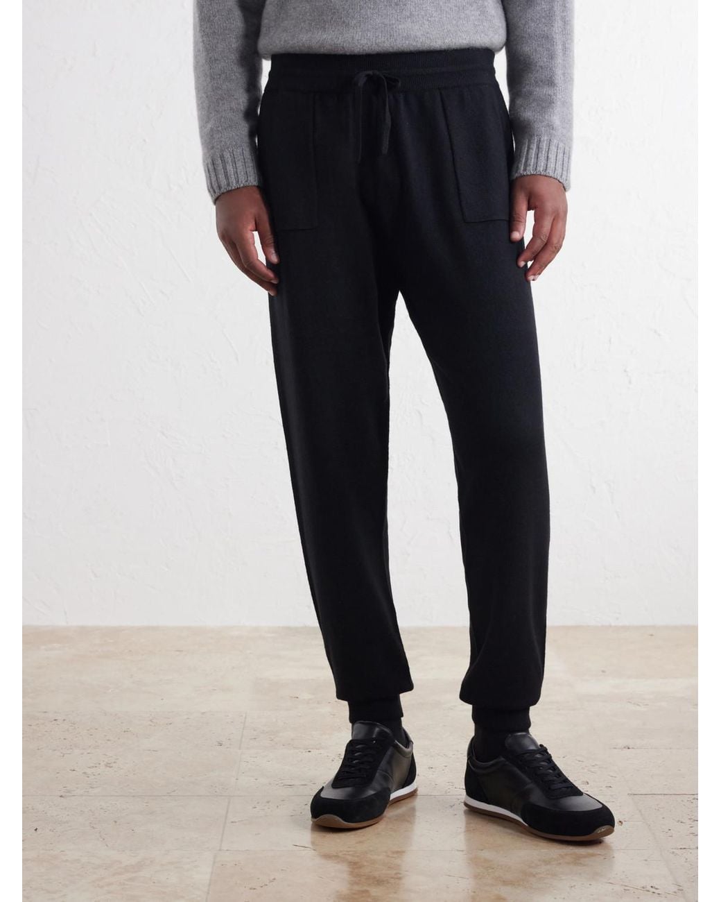 Mr P. Black Tapered Wool And Cashmere-Blend Sweatpants for men