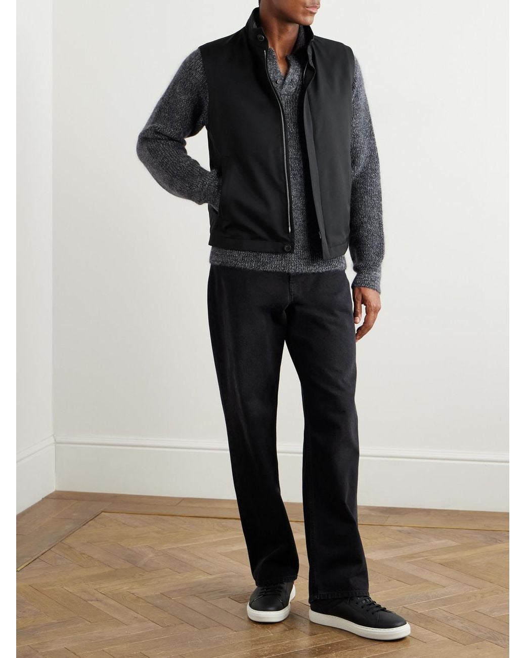 Zegna Black Slim-Fit Shell Gilet for men
