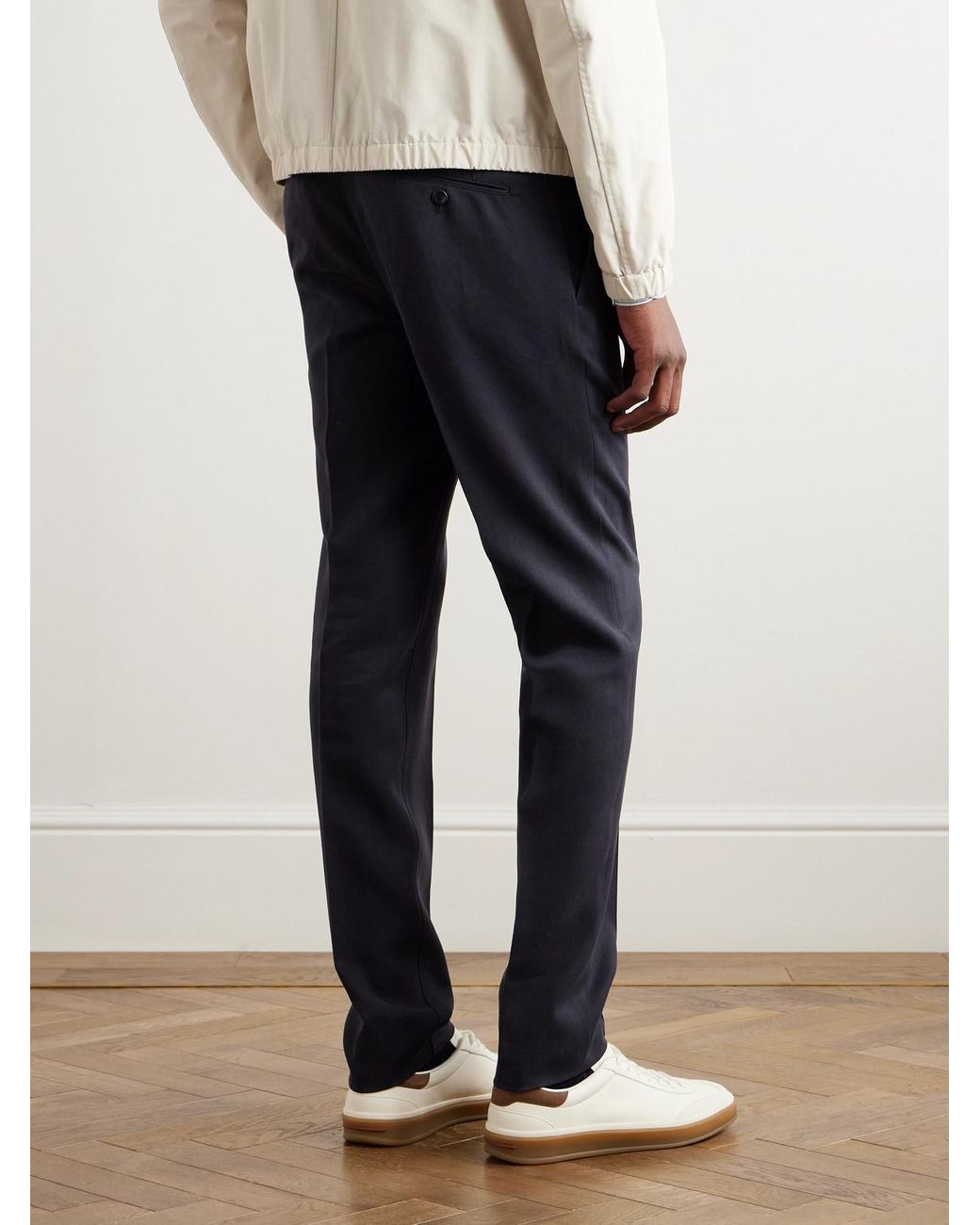 Loro Piana Blue Pantaflat Slim-Fit Straight-Leg Linen-Twill Suit Trousers for men