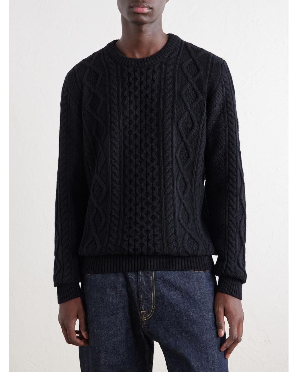Ghiaia Blue Pescatore Cable-Knit Wool Sweater for men