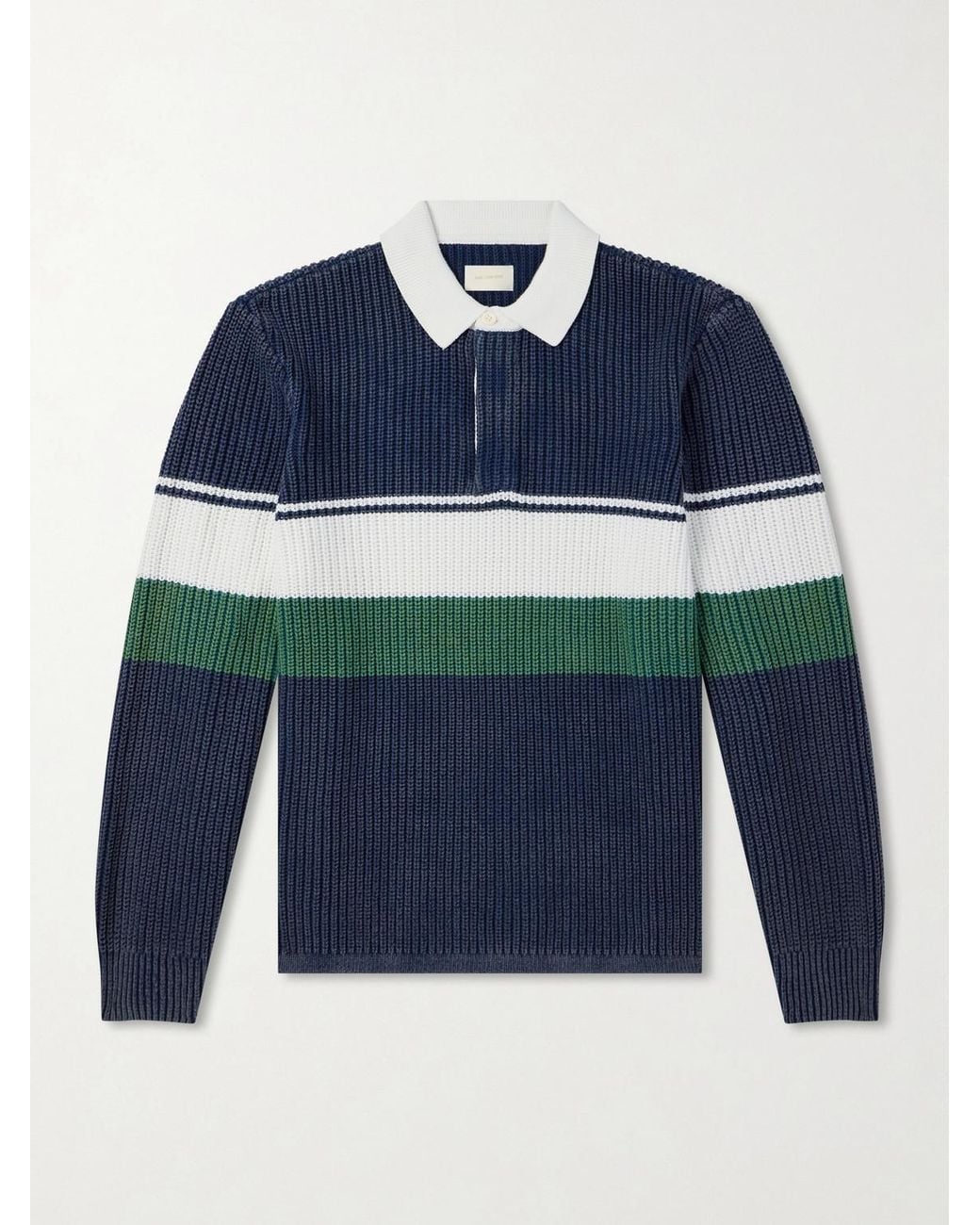 Aimé Leon Dore Blue Knitted Cotton Rugby Polo Sweater for men
