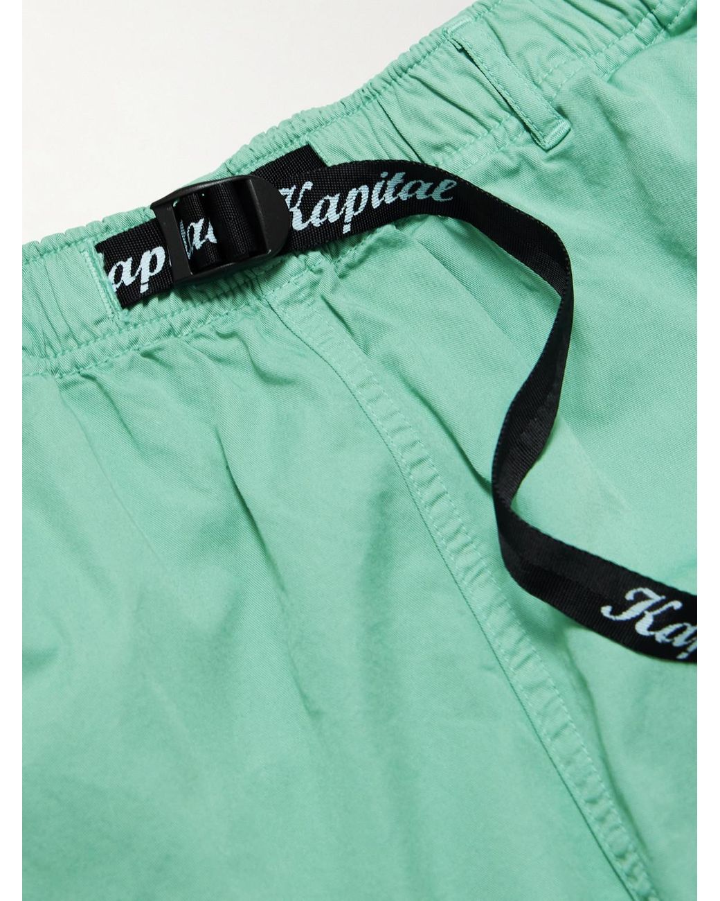 Kapital Green Easy Wide-leg Belted Cotton-twill Shorts for men