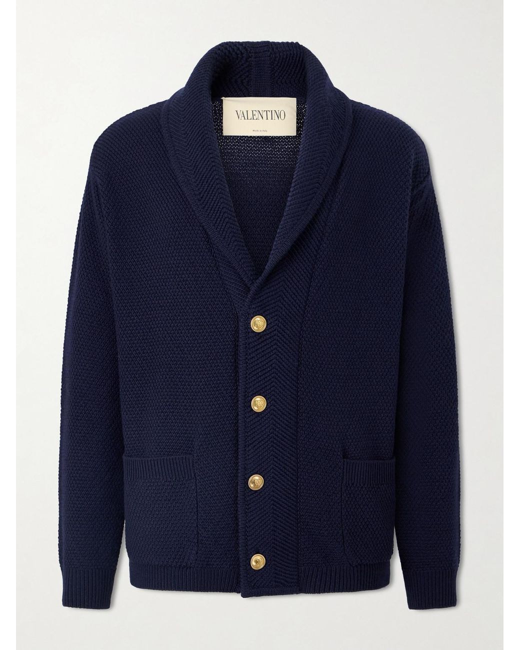 Valentino Garavani Blue Knit Wool Cardigan for men