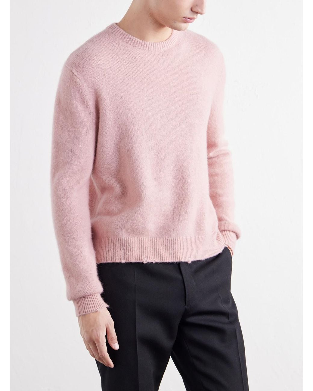 Totême Pink Distressed Silk, Alpaca And Cashmere-Blend Sweater for men