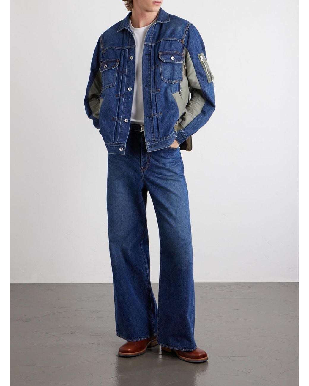 Sacai Blue Belted Wide-leg Jeans for men
