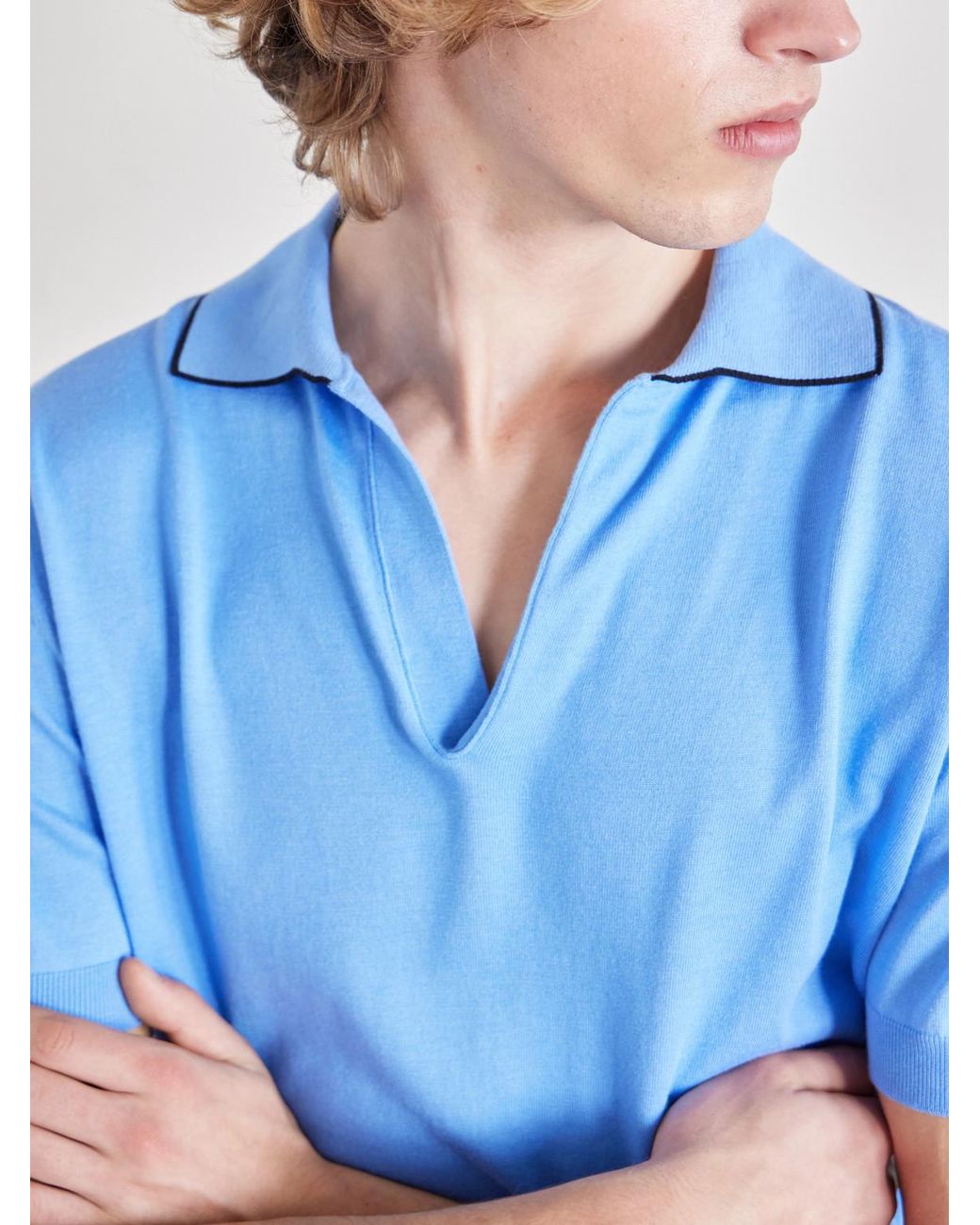 Tom Ford Blue Sea Island Cotton And Silk-Blend Polo Shirt for men