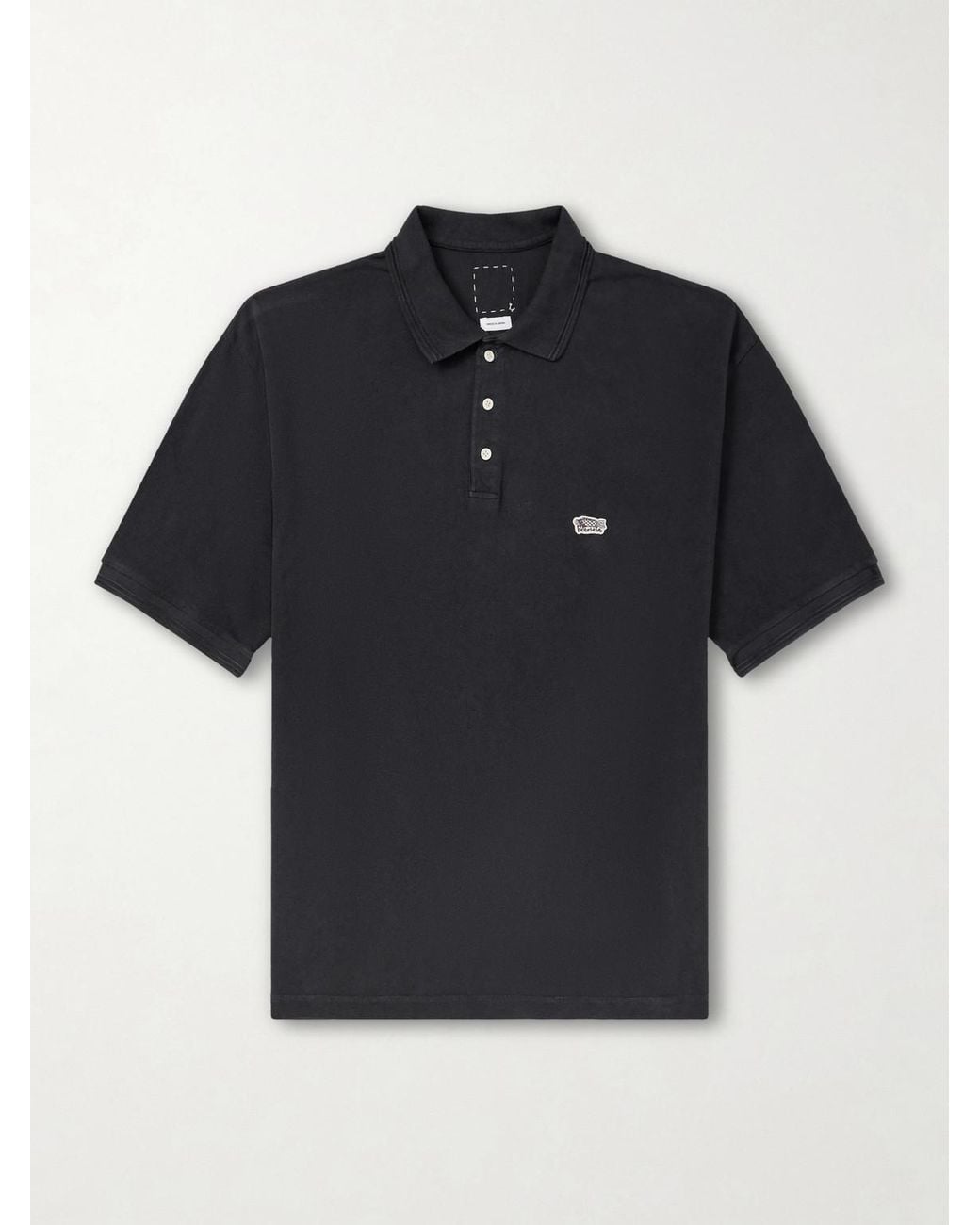 Visvim Black Mondo Logo-embroidered Cotton-piqué Polo Shirt for men
