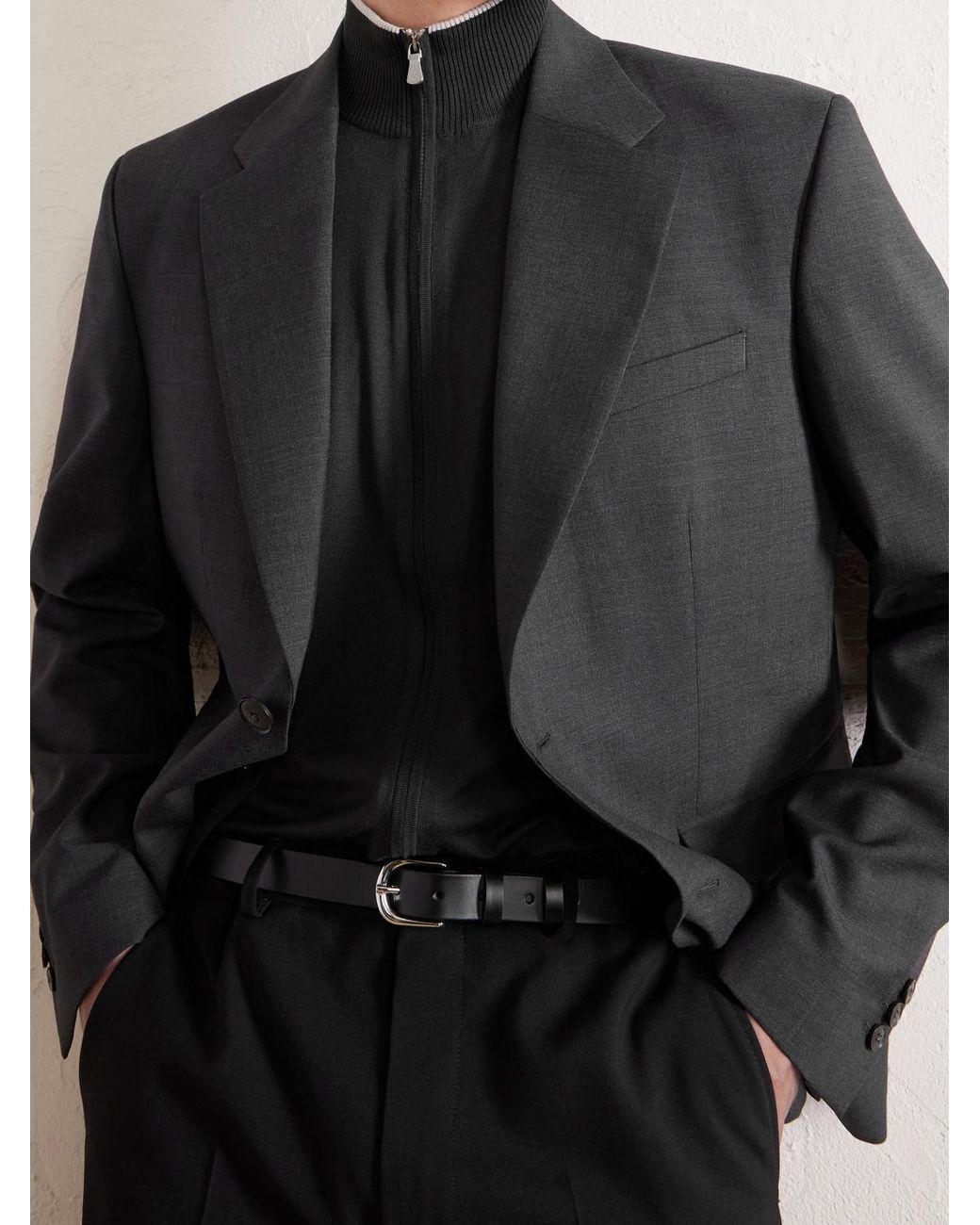 Eleventy Black Wool Zip-up Cardigan for men