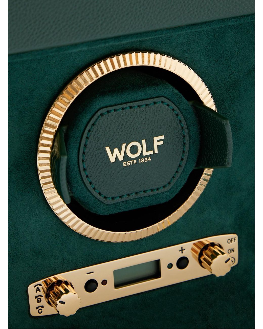 Wolf Green Pebble-Grain Vegan Leather Triple Watch Winder for men