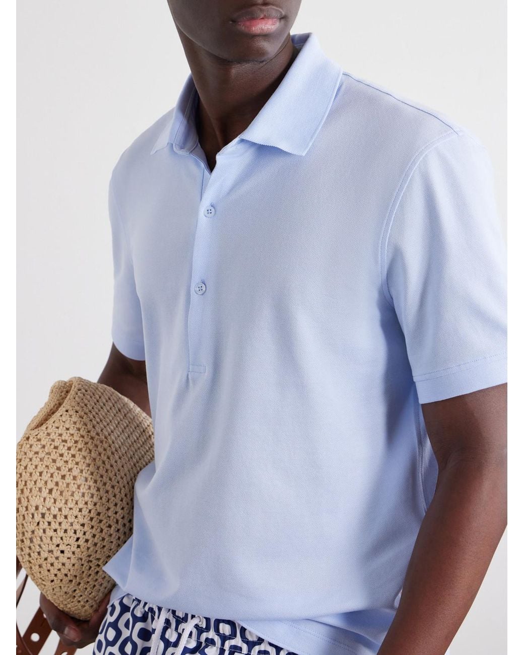 Orlebar Brown White Bruno Cotton-Piqué Polo Shirt for men