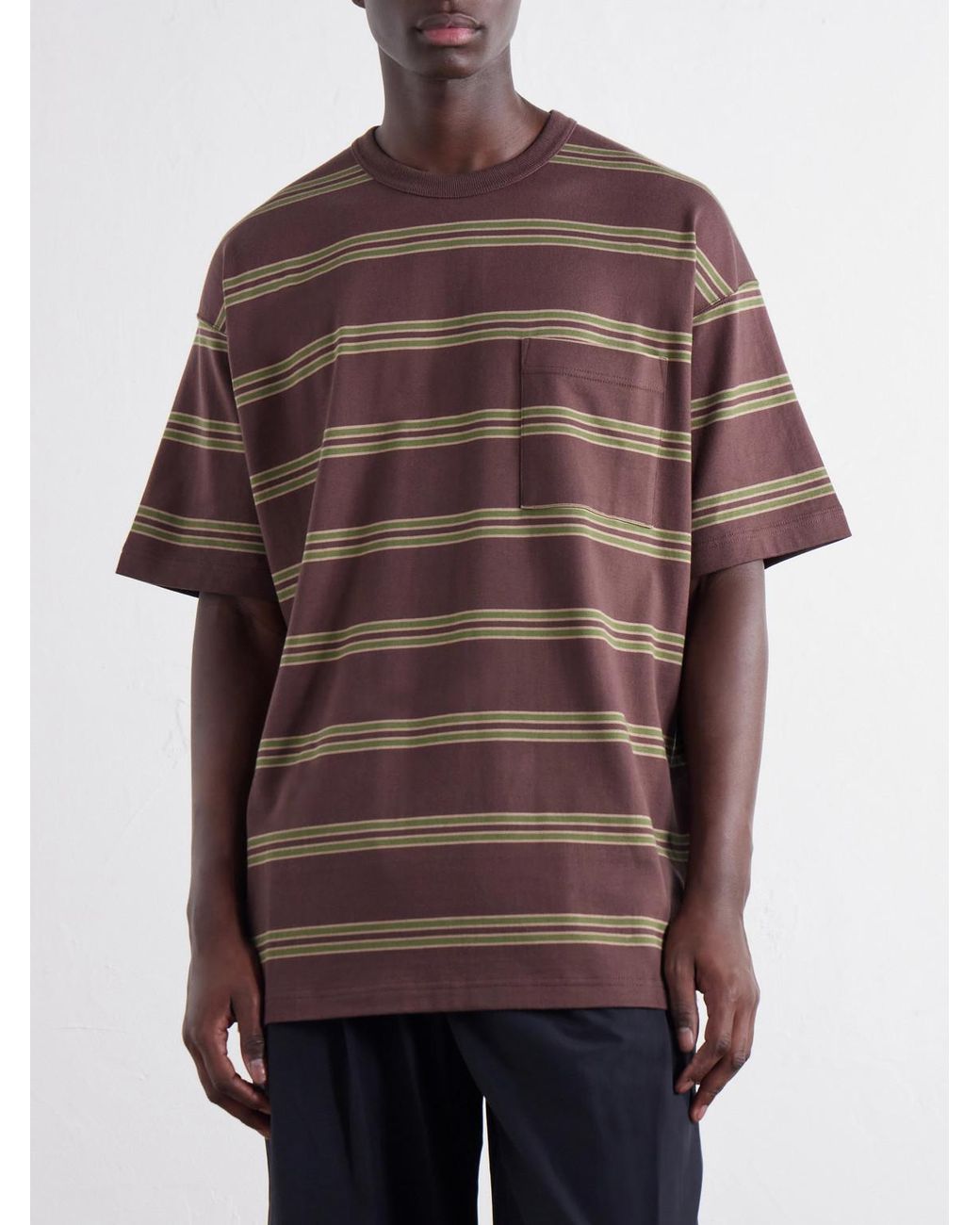 Comme des Garçons Brown Striped Cotton-Jersey T-Shirt for men