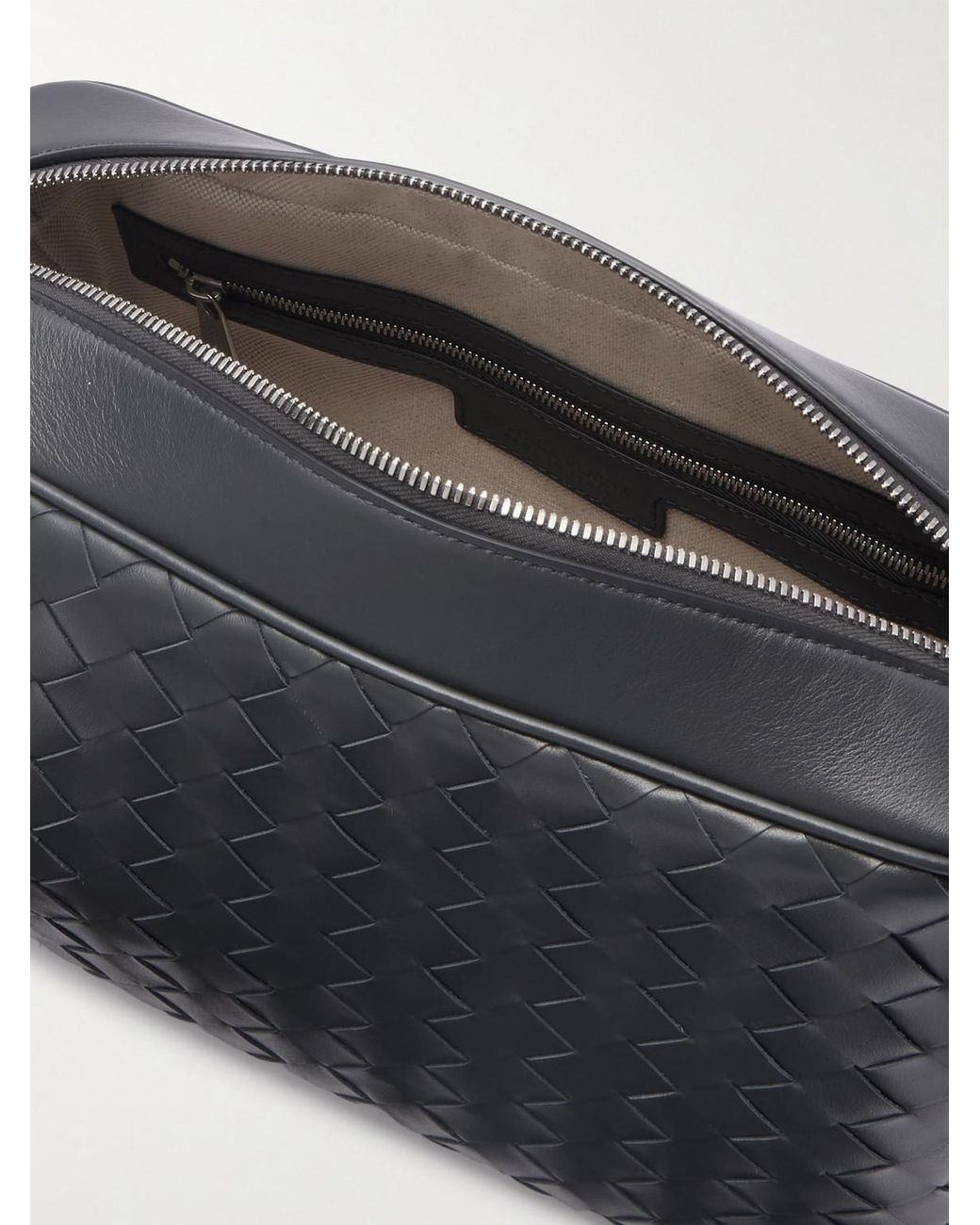 Bottega Veneta Black Intrecciato Leather Messenger Bag for men