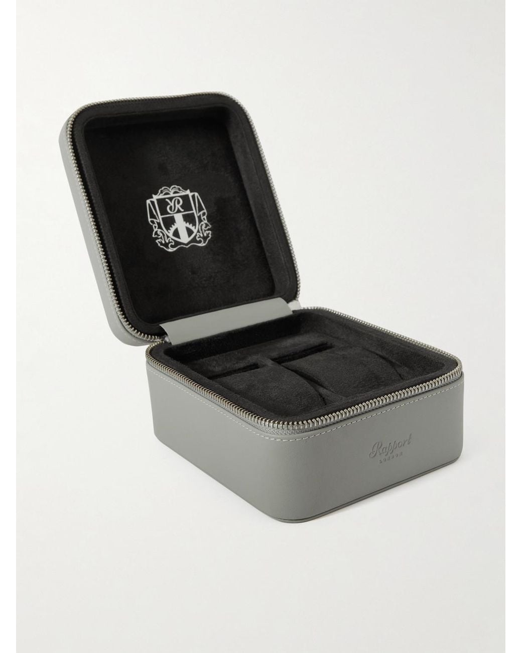 Rapport Black Hyde Park Zip-around Leather Watch Box for men