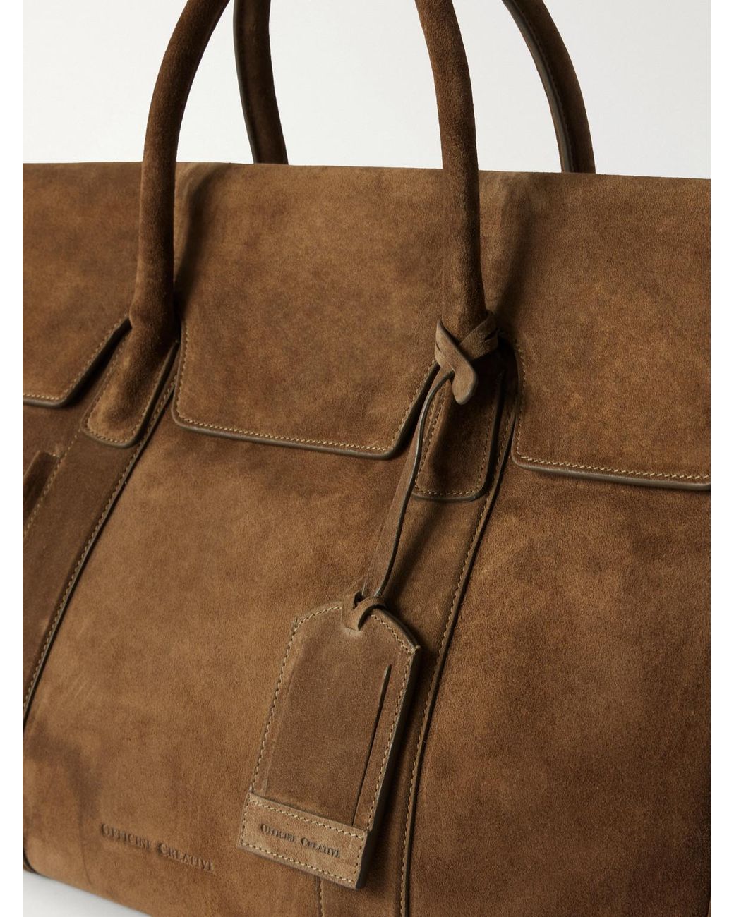 Officine Creative Brown Bostonian 001 Suede Weekend Bag for men