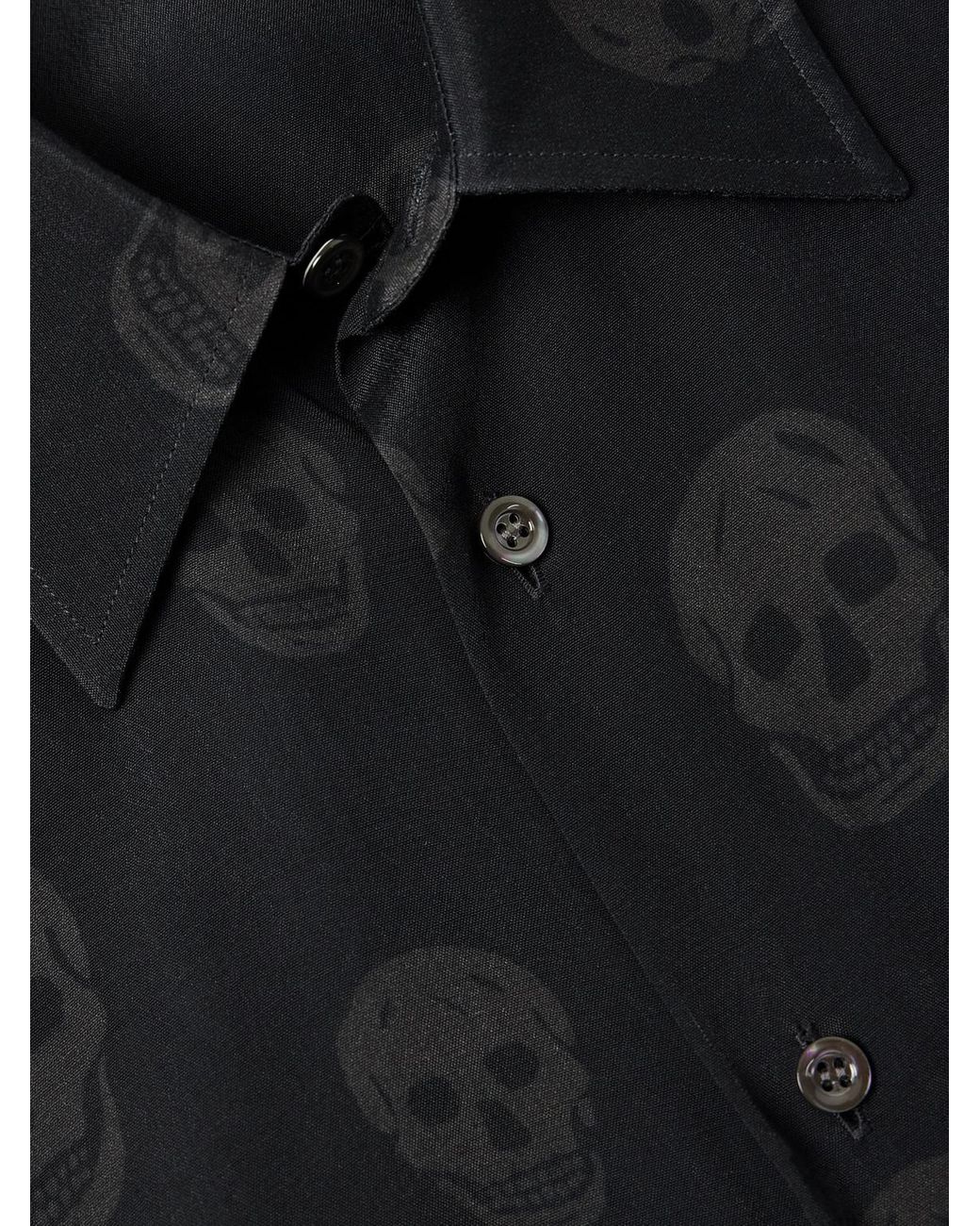 McQueen Blue Printed Satin Shirt for men