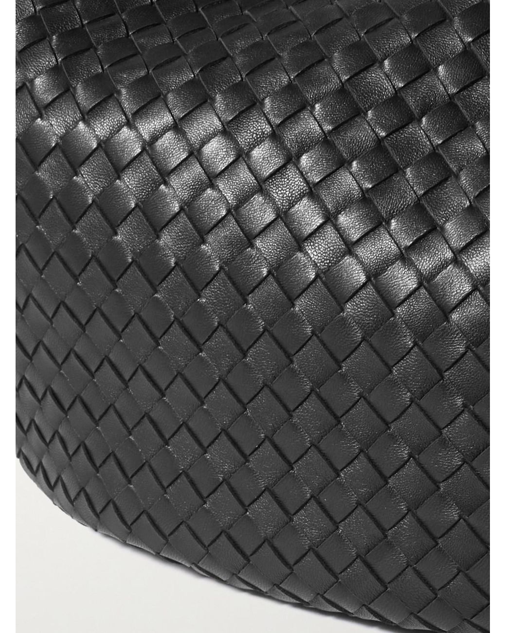 Bottega Veneta Black Intrecciato Leather Messenger Bag for men