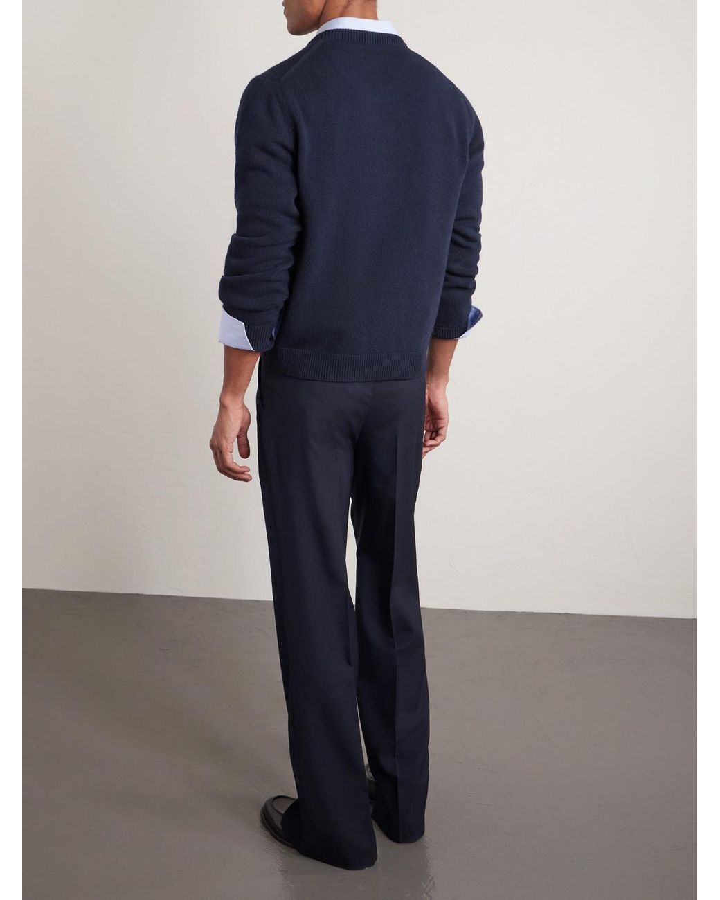 Gucci Blue Logo-Intarsia Wool Sweater for men