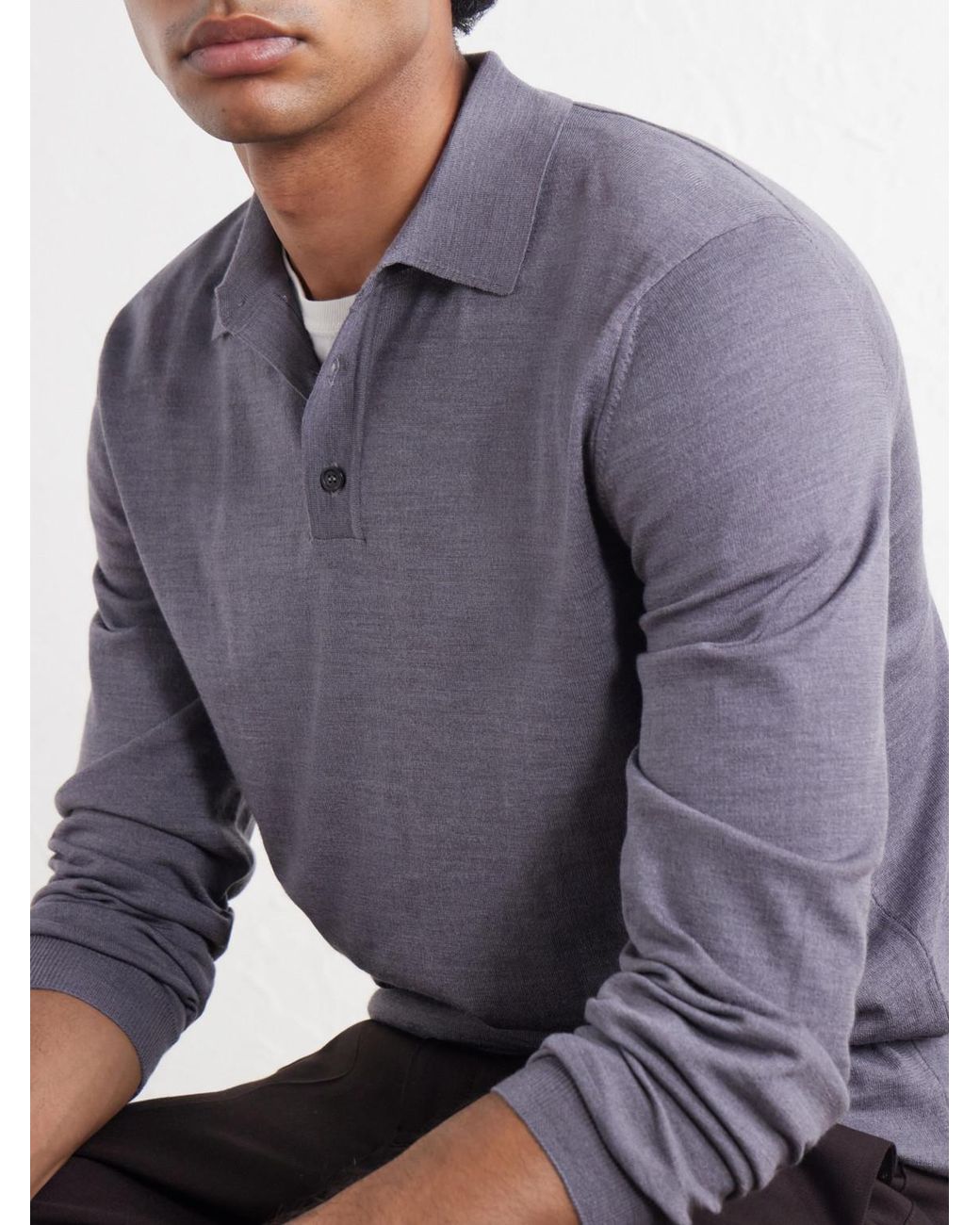 Slowear Gray Zanone Slim-Fit Flexwool Polo Shirt for men