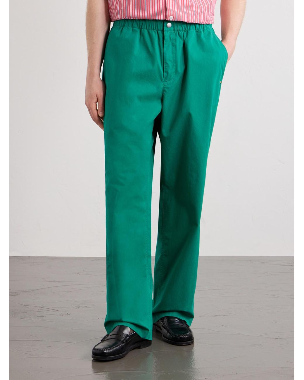 Aimé Leon Dore Green Wide-Leg Cotton Trousers for men