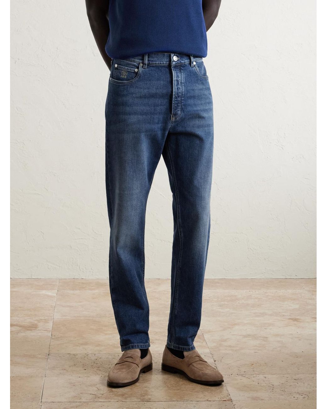 Brunello Cucinelli Blue Iconic Slim-Fit Stretch Jeans for men