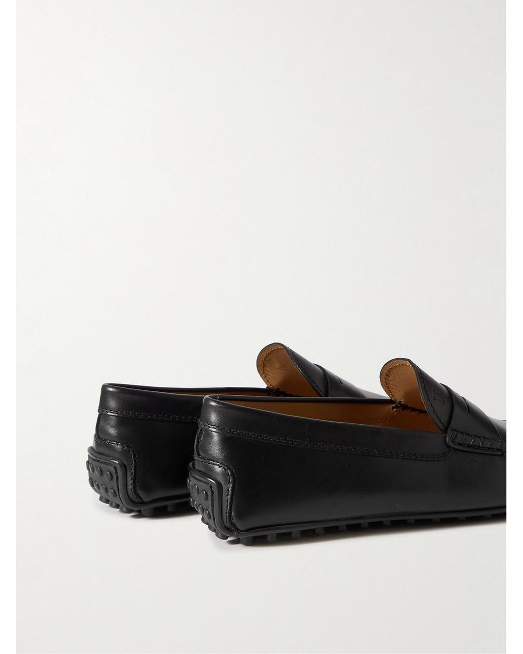 Tod's Black City Gommino Logo-Debossed Leather Driving Shoes for men