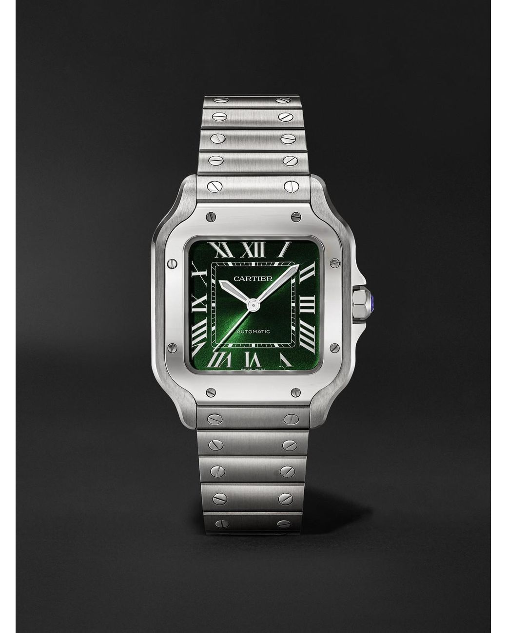 Cartier Black Santos Automatic Medium Interchangeable Stainless Steel Watch, Ref. Wssa0061 for men