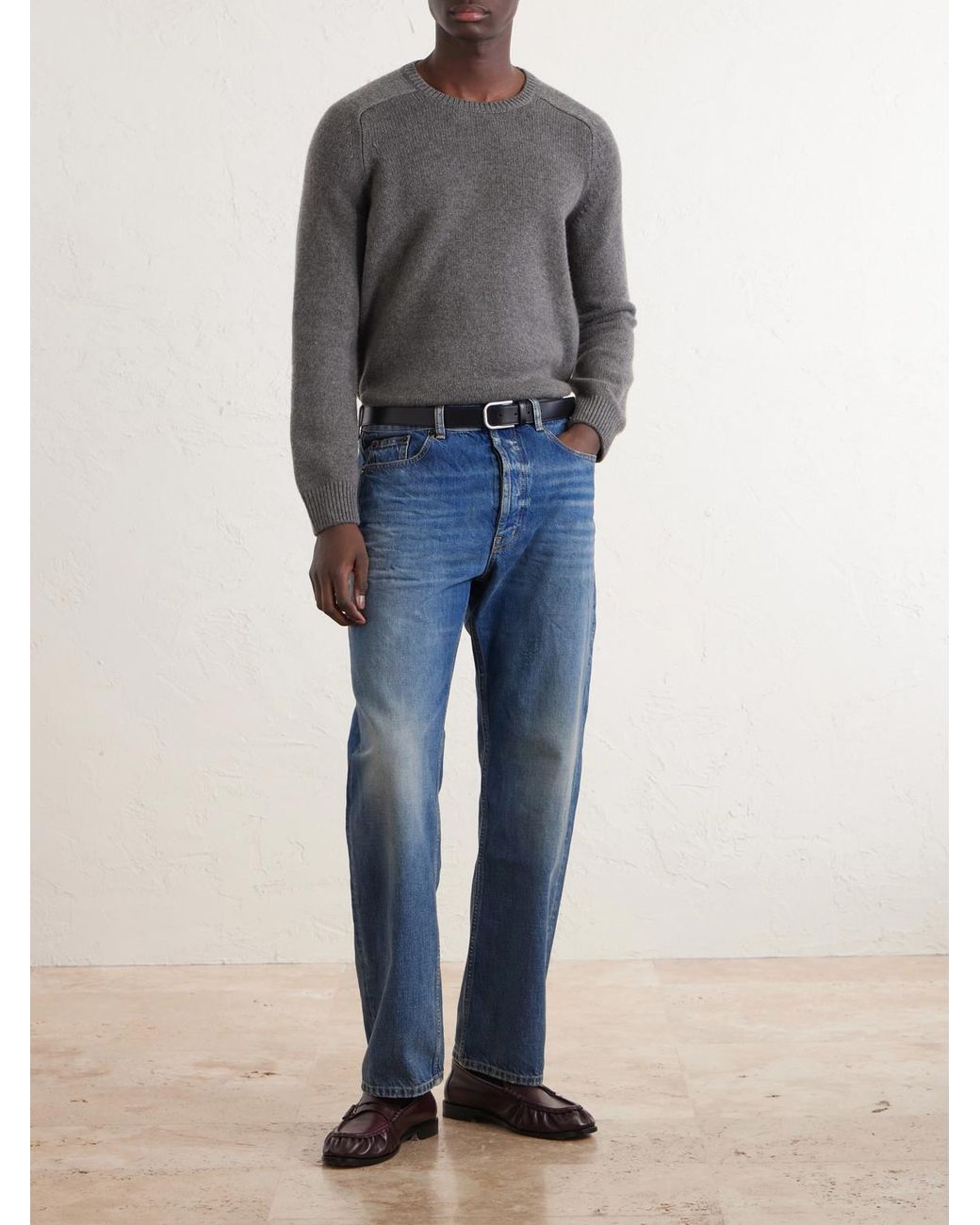 Saint Laurent Gray Cashmere And Wool-blend Sweater for men