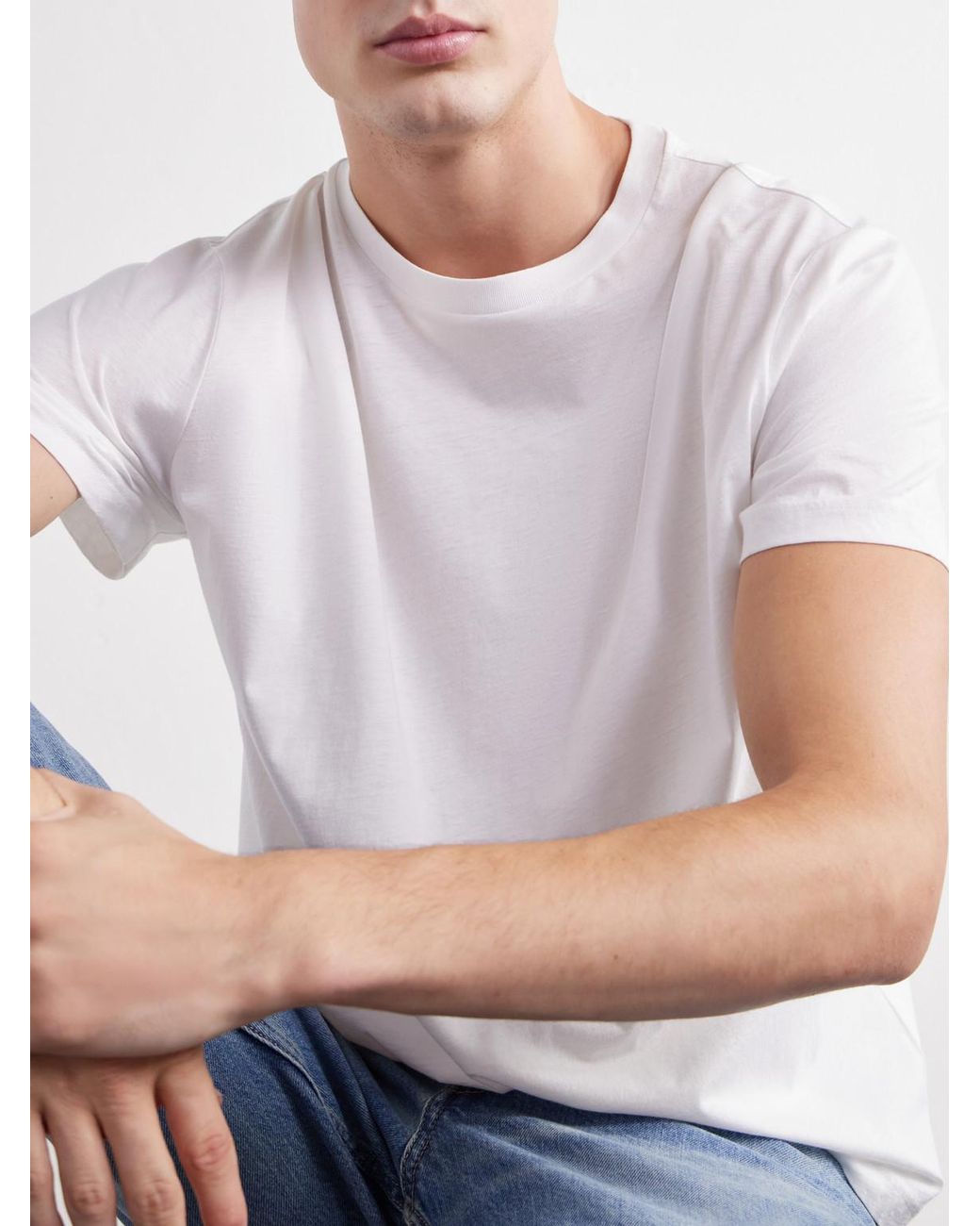 Totême White Cotton And Cashmere-Blend Jersey T-Shirt for men