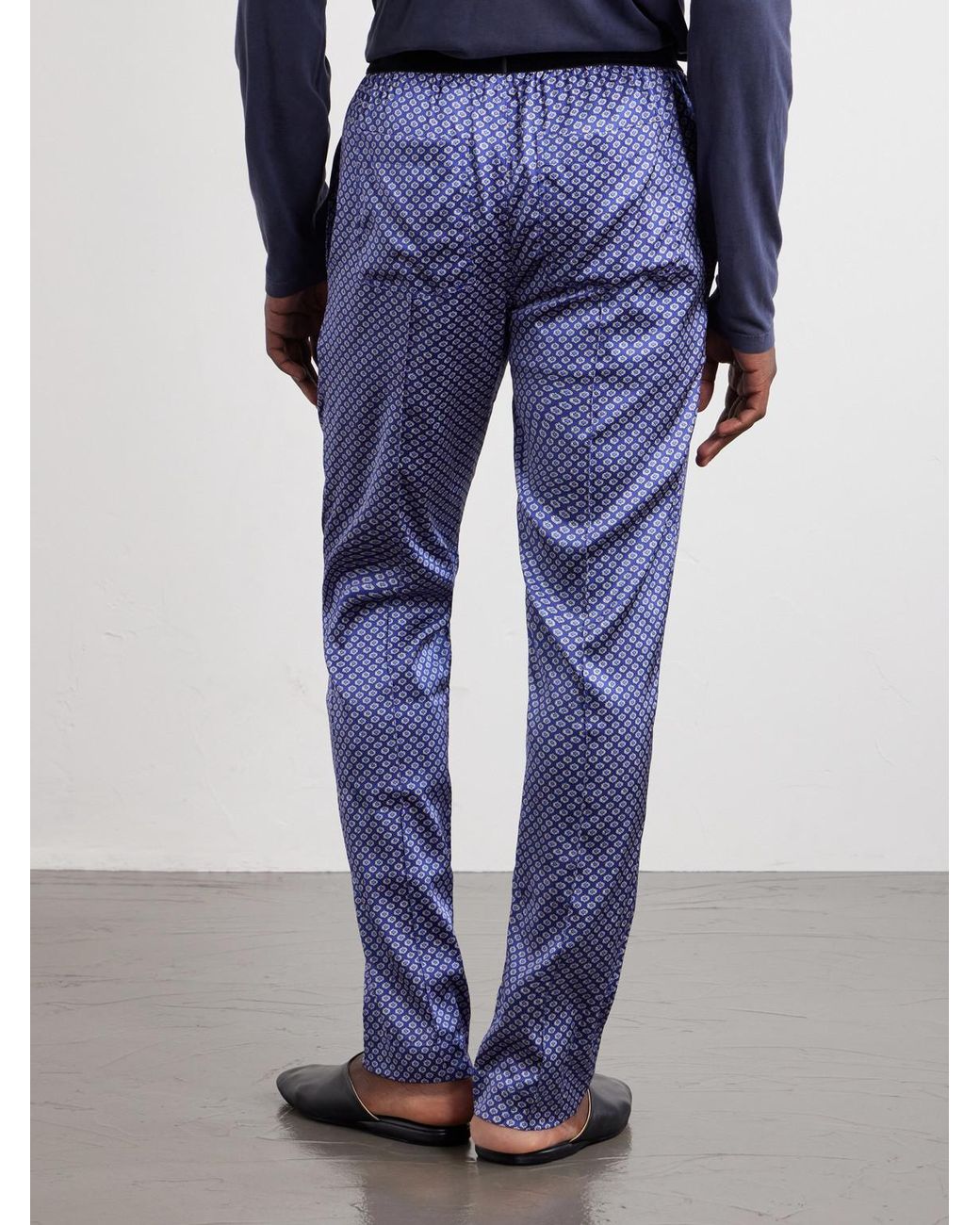 Tom Ford Blue Printed Silk-blend Satin Pyjama Trousers for men