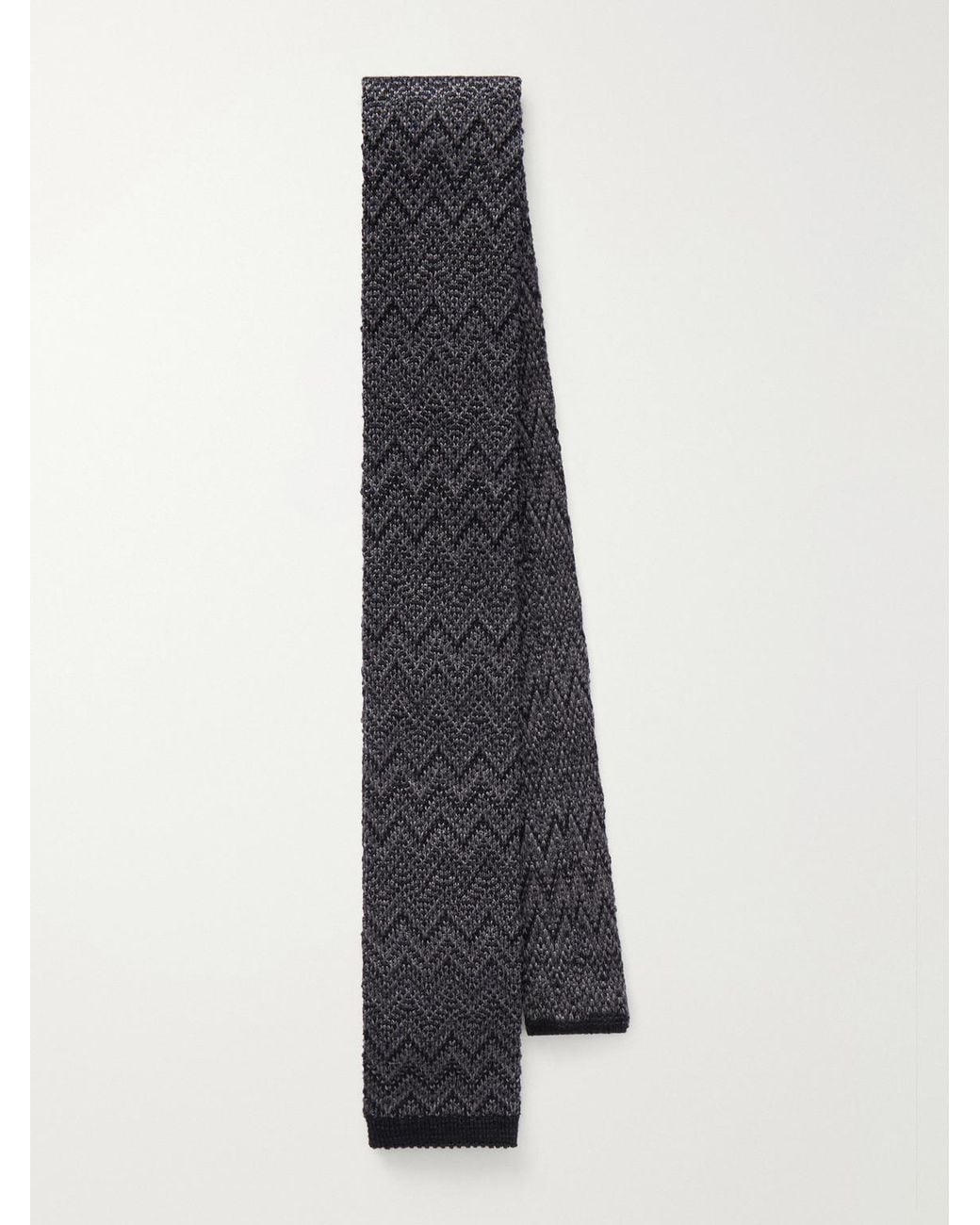 Missoni White Striped Crochet-Knit Wool And Silk-Blend Tie for men