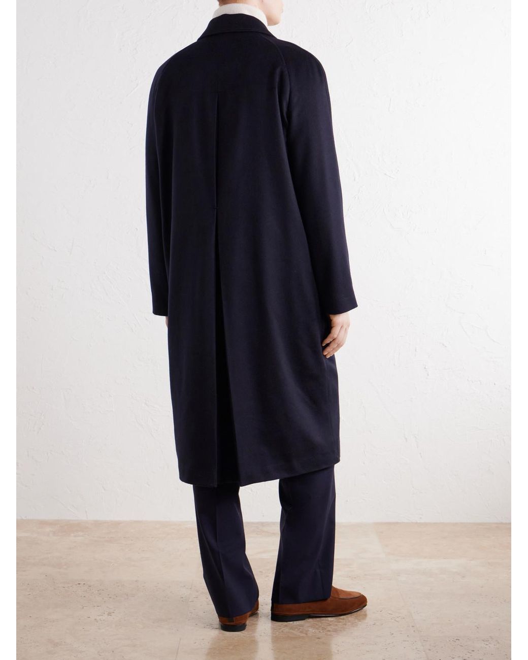 Rubinacci Blue Cashmere-Felt Coat for men