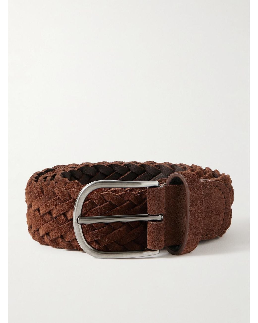 Andersons Brown 3.5Cm Woven Suede Belt for men
