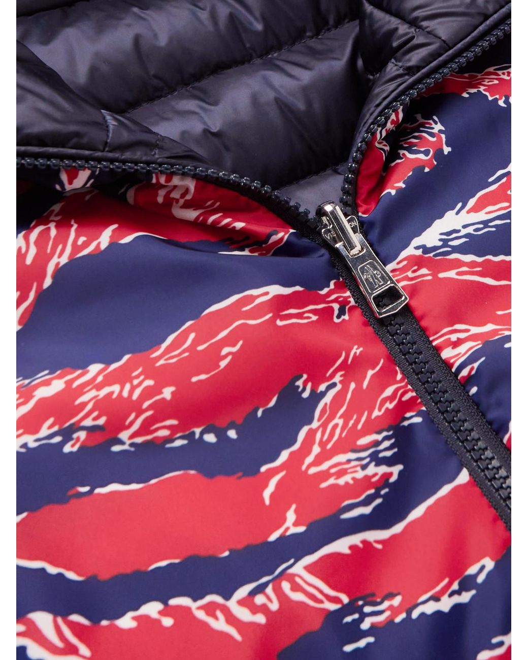 Moncler Red Bressay Reversible Printed Shell Hooded Down Jacket for men