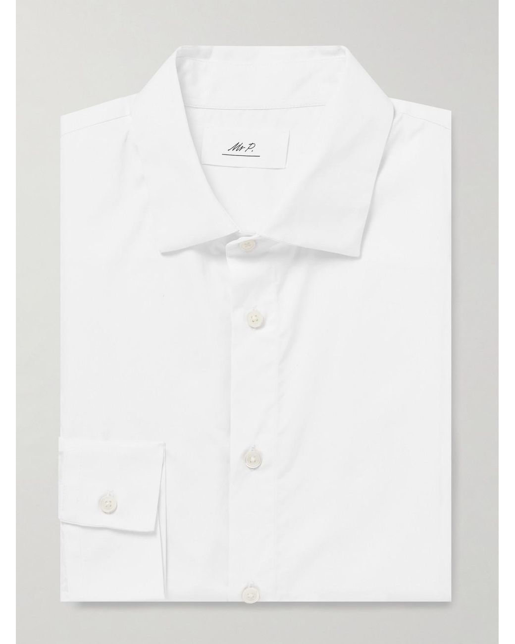 Mr P. White Cutaway-Collar Cotton-Poplin Shirt for men
