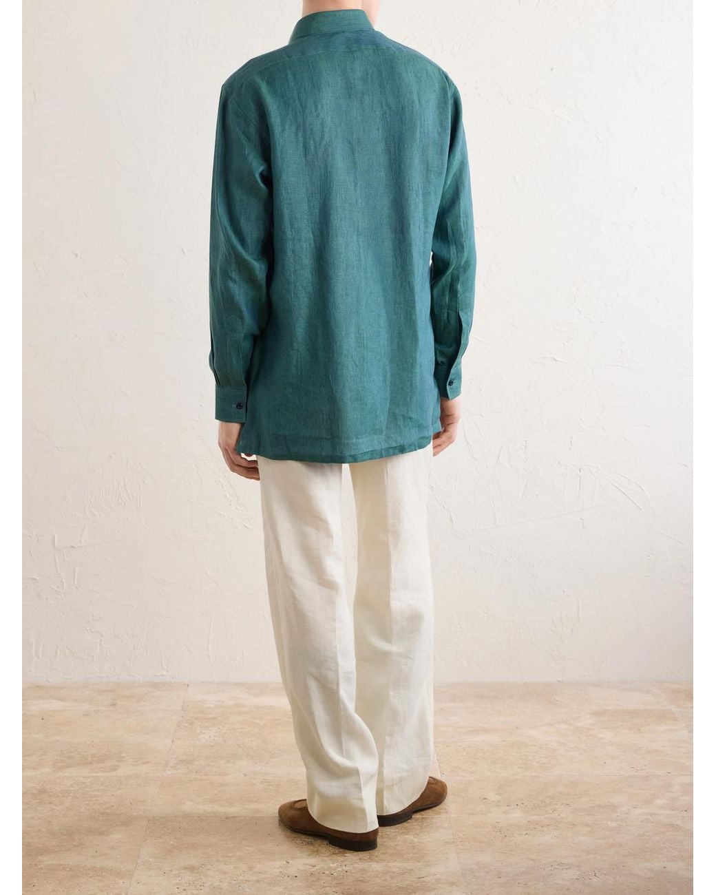 Charvet Blue Linen Shirt for men