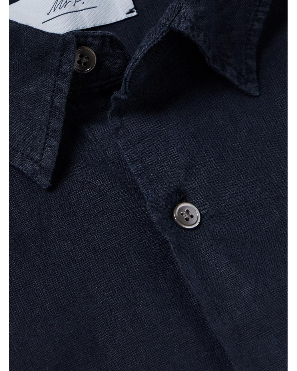 Mr P. Blue Garment-Dyed Linen Shirt for men