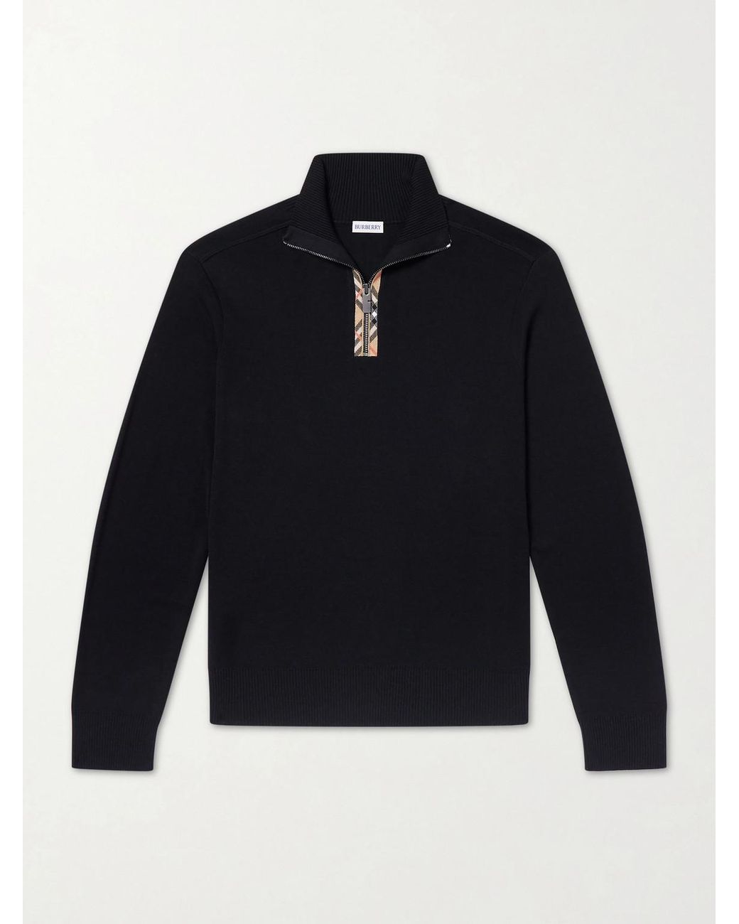 Burberry Blue Wool Half-zip Sweater for men